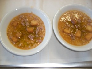 Zuppa di Farro piatto tradizionale abruzzese in Fattoria Antica Forconia